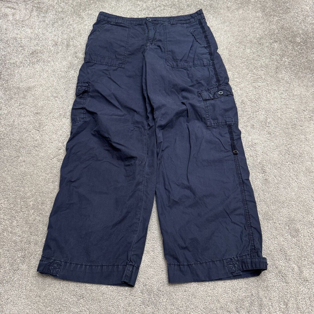 Pilcro Anthropologie Cargo Pants Women 29 Blue Wide Leg Cropped High Rise Utilit